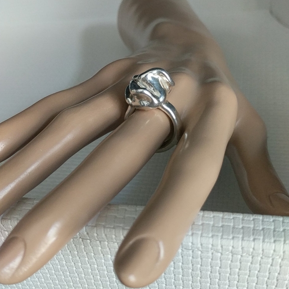 STERLING SILVER Sculpted Rosebud Ring Israel - Picture 3 of 8